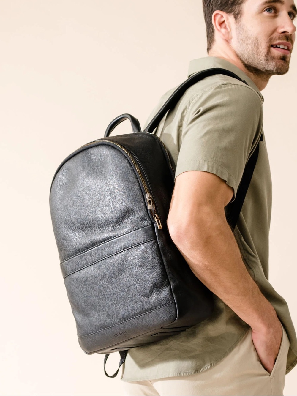 Nisolo NWT Backpack Genuine Leather Alex Commuter Black Zip-Top
